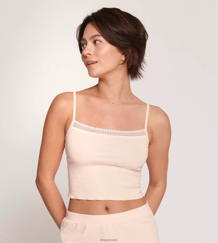 loungewear | sloggi go ribbet topp med spaghettistropper kvinner pulver oransje DR662178 - Image 2