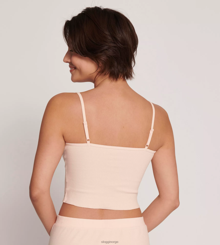 loungewear | sloggi go ribbet topp med spaghettistropper kvinner pulver oransje DR662178 - Image 3