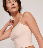 loungewear | sloggi go ribbet topp med spaghettistropper kvinner pulver oransje DR662178 - Image 5