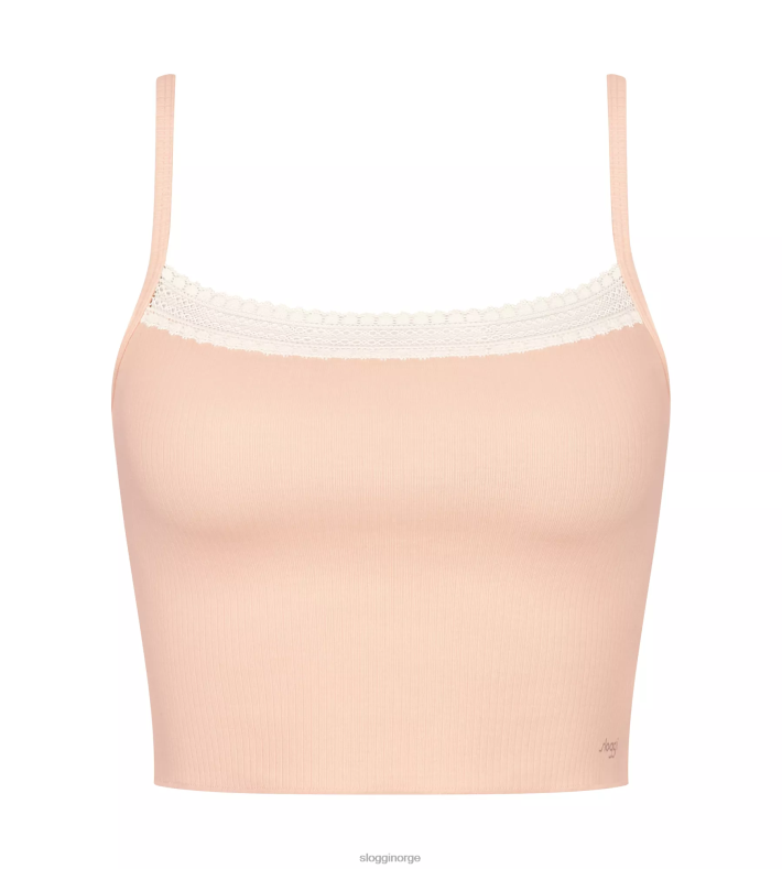 loungewear | sloggi go ribbet topp med spaghettistropper kvinner pulver oransje DR662178 - Image 1