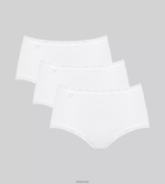 truser | sloggi 24/7 midi truser i bomull med blonder kvinner hvit DR662156