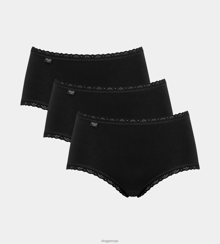 truser | sloggi 24/7 midi truser i bomull med blonder kvinner svart DR662301 - Image 1