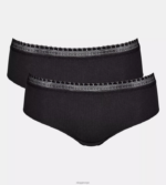 truser | sloggi gå ribbet hipster truser kvinner svart DR662644 - Image 2